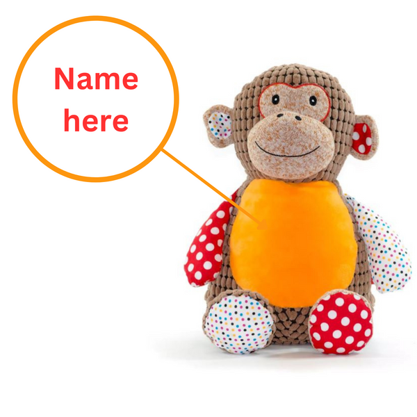 Sensory monkey plushie personalised